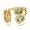 Rack Plating Brass Micro Pave Cubic Zirconia Open Cuff Rings for Women RJEW-M022-04G-01-2