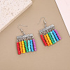 Bohemian Style Alloy Plastic Seed Beaded Chandelier Earrings FS-WG3BE3B-03-1
