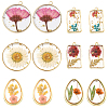 12Pcs 6 Styles Transparent Clear Epoxy Resin Pendants RESI-SC0036-60B-1