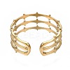 304 Stainless Steel Bamboo Shape Open Cuff Ring RJEW-T023-04G-2