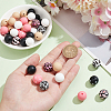 58Pcs 10 Styles Printed Round Silicone Focal Beads SIL-SC0002-06-3