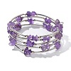 Natural  Amethyst Chip Warp Bracelets BJEW-JB01517-02-2