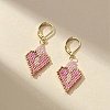 Glass Seed Braided Rhombus with Heart Dangle Leverback Earrings EJEW-MZ00030-01-2
