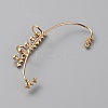 Crystal Rhinestone Curved Bar Cuff Earrings with Imitation Pearl Beaded EJEW-WH0017-37B-G-2