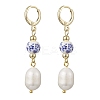 Brass Oval Leverback Earrings EJEW-JE06735-3