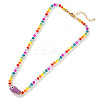 Porcelain Fish Pendant Rainbow Color Glass Beaded Necklaces for Friends and Couples KF3974-3-1