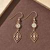 304 Stainless Steel Rhombus Dangle Earrings EJEW-Z129-12G-03-1