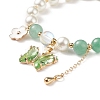 4Pcs 4 Style Round Natural Mixed Gemstone & Shell Pearl Beaded Stretch Bracelets Set BJEW-TA00191-6