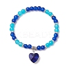 Baking Paint Imitation Jade Glass Round Beaded Charm Bracelets BJEW-JB11737-01-2