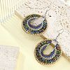 Glass Seed Braided Flat Round Dangle Earrings EJEW-MZ00062-02-2