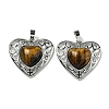 Natural Tiger Eye Peach Love Heart Pendants G-G158-01E-1