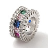 Brass Micro Pave Colorful Cubic Zirconia European Beads KK-C072-15P-1