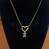 304 Stainless Steel Heart with Initial Pendant Necklaces for Women FS-WG4DC9E-26-1