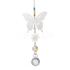 Glass Beads & 201 Stainless Steel Butterfly Hanging Suncatchers HJEW-JM04761-01-2