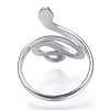 Non-Tarnish 304 Stainless Steel Snake Open Cuff Ring for Women RJEW-N040-01-3
