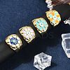 Brass Enamel Cuff Rings for Women RJEW-L113-032G-1