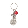Tibetan Style Alloy Flat Round and Word Pendant Keychain with Apple Resin Charms KEYC-TA00007-1