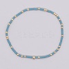 Bohemian Style Rainbow Glass & Brass Beaded Handmade Fashion Women's Bracelet QD2599-12-1