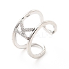 Clear Cubic Zirconia Initial Letter Open Cuff Ring RJEW-A012-01P-K-2