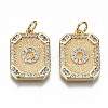 Brass Micro Pave Clear Cubic Zirconia Pendants KK-S356-234O-G-NF-1