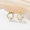 Brass Micro Pave Clear Cubic Zirconia Stud Earrings EJEW-M076-01G-01-1