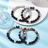 8mm Round Natural Lava Rock & Gemstone & Shell Pearl Beaded Stretch Bracelets for Women Men BJEW-JB10314-2