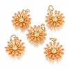 Brass Micro Pave Clear Cubic Zirconia Pendants ZIRC-B002-34G-F-1