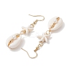 Star with Shell Shape Synthetic Turquoise Beads Dangle Earrings EJEW-JE06398-02-4