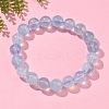 Natural Aquamarine Round Bead Stretch Bracelets for Men Women BJEW-U034-01B-01-2