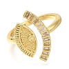 Eye Rack Plating Brass Micro Pave Cubic Zirconia Open Cuff Rings for Women RJEW-M022-23G-2