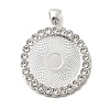 Flat Round Alloy Rhinestone Pendant Cabochon Settings X-ALRI-T351-01S-1