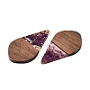 Transparent Resin and Walnut Wood Pendants RESI-T057-06H-3