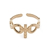 Ion Plating(IP) 304 Stainless Steel Cross & Infinity Open Cuff Rings for Women RJEW-G285-11G-2