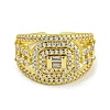 Brass Micro Pave Cubic Zirconia Cuff Rings for Women RJEW-E294-04G-02-2