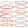 12Pcs Christmas Glass Seed Bead Stretch Bracelet Set ZO6526-3-1