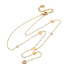 304 Stainless Steel Crystal Rhinestone Heart Lariat Necklaces NJEW-R026-10G-4