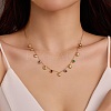 304 Stainless Steel Colorful Cubic Zirconia Flat Round & Shell Shaped Bib Necklaces for Women NJEW-U031-08G-01-1