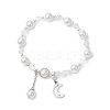 Shell Pearl & Glass Round Beaded Bracelets BJEW-JB11857-02-2
