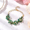 Natural Fire Crackle Agate & Canadian Jade Beads Link Bracelets BJEW-JB12164-02-1
