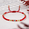 Bohemian Glass & Brass Beads Braided Bead Bracelets for Women BJ5189-3-2