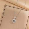 Heart 304 Stainless Steel Micro Pave Cubic Zirconia Pendant Necklaces for Women LS-NJEW-D288-05P-1