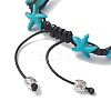 Synthetic Turquoise Starfish & Turtle Braided Bead Bracelet BJEW-TA00388-01-4