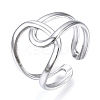 Non-Tarnish 304 Stainless Steel Knot Open Cuff Ring RJEW-N040-06-1