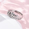 Brass Micro Pave Clear Cubic Zirconia Finger Rings for Women Ease Anxiety RJEW-S624-05P-02-2