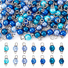 70Pcs 7 Colors Glass Pearl Round Connector Charms PALLOY-TA00265-1