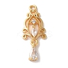 Brass Micro Pave Clear Cubic Zirconia Pendants KK-M294-25G-1