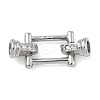Rectangle Brass Micro Pave Clear Cubic Zirconia Fold Over Clasps KK-Z143-19P-1