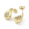 Teardrop Rack Plating Brass Cubic Zirconia Stud Earrings for Women EJEW-B047-02G-13-2