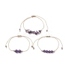 3Pcs 3 Style Natural Amethyst Braided Bead Bracelets Set BJEW-JB09334-02-1