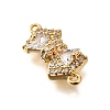Brass Clear Cubic Zirconia Connector Charms KK-U065-04A-G-2